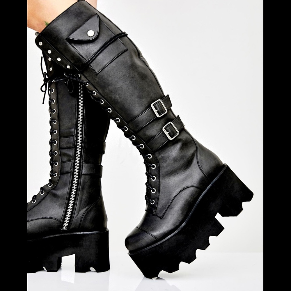 Dolls Kill SZ 8 Jane Doe Black Platform Boots